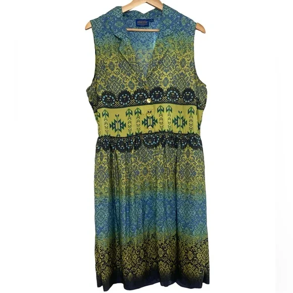pendleton silk dress Pendleton 100% Silk Sheath Dress Women's Size 8 Sleeveless Lined Zip Classic